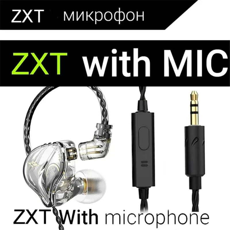 QKZ AK3 FiLe Wired Earphone with Microphone HiFi Music Monitor Bass Headphones Noise Cancelling Headset For Sport Gaming Earbuds