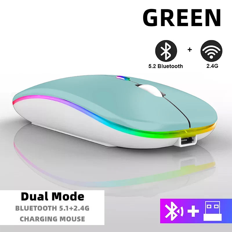 Wireless Mouse For Laptop PC Bluetooth RGB Rechargeable Mouses Wireless Computer Silent Mice LED Backlit Ergonomic Gaming Mouse
