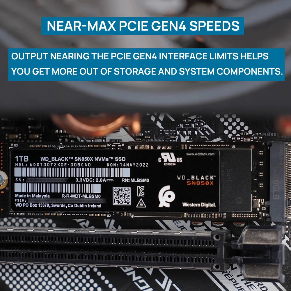 Western Digital SN850X 1TB 2TB 4TB WD_BLACK M.2 2280 NVMe PCIe Gen 4.0x4 SSD Solid State Drives for Gaming Computer Laptop PS5