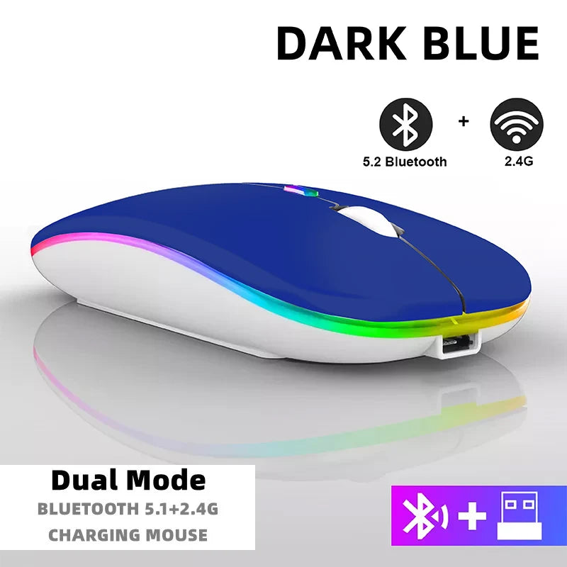 Wireless Mouse For Laptop PC Bluetooth RGB Rechargeable Mouses Wireless Computer Silent Mice LED Backlit Ergonomic Gaming Mouse