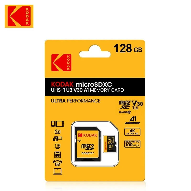 KODAK Mobile Memory Card 256GB Recorder Storage High Speed 128GB monitoring SD Card 64GB 32GB TF Gaming Microsd Class10 U3 V30