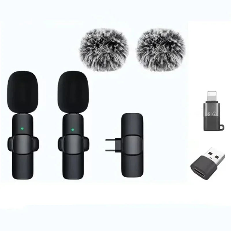 New Wireless Lavalier Microphone Portable Audio Video Recording Mini Microphone for iPhone Android PC Camera Live Gaming Phone