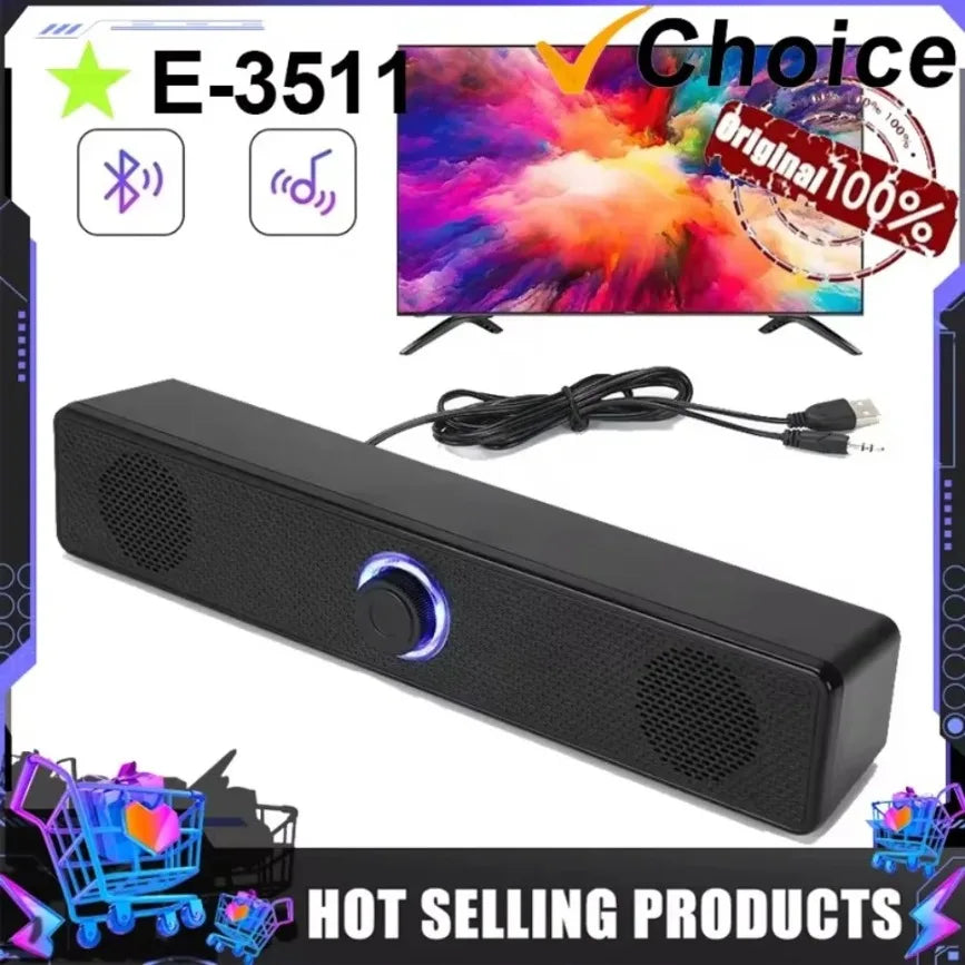 USB Powered Wireless Bluetooth and PC Soundbar Wired Speaker Soundbar for TV Pc Laptop Gaming Home Theater Surround Audio System