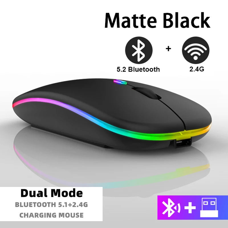 Wireless Mouse For Laptop PC Bluetooth RGB Rechargeable Mouses Wireless Computer Silent Mice LED Backlit Ergonomic Gaming Mouse