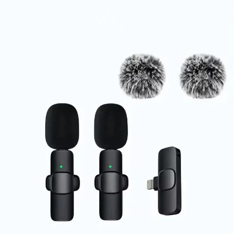 Portable Lavalier Wireless Microphone Audio Video Recording Mini Mic For iPhone Android Live Broadcast Gaming Phone With Receive