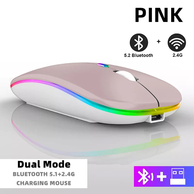 Wireless Mouse For Laptop PC Bluetooth RGB Rechargeable Mouses Wireless Computer Silent Mice LED Backlit Ergonomic Gaming Mouse