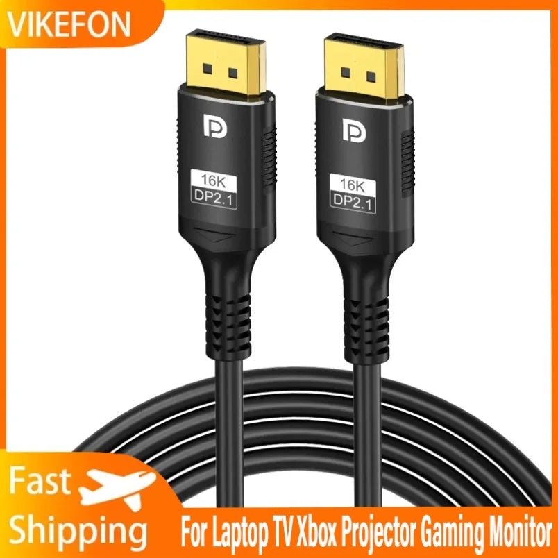 For Laptop TV Xbox Projector Gaming Monitor 16K DP 2.1 8K@120Hz 4K@240Hz 80Gbps HDR Video Audio Displayport Cable Display Port