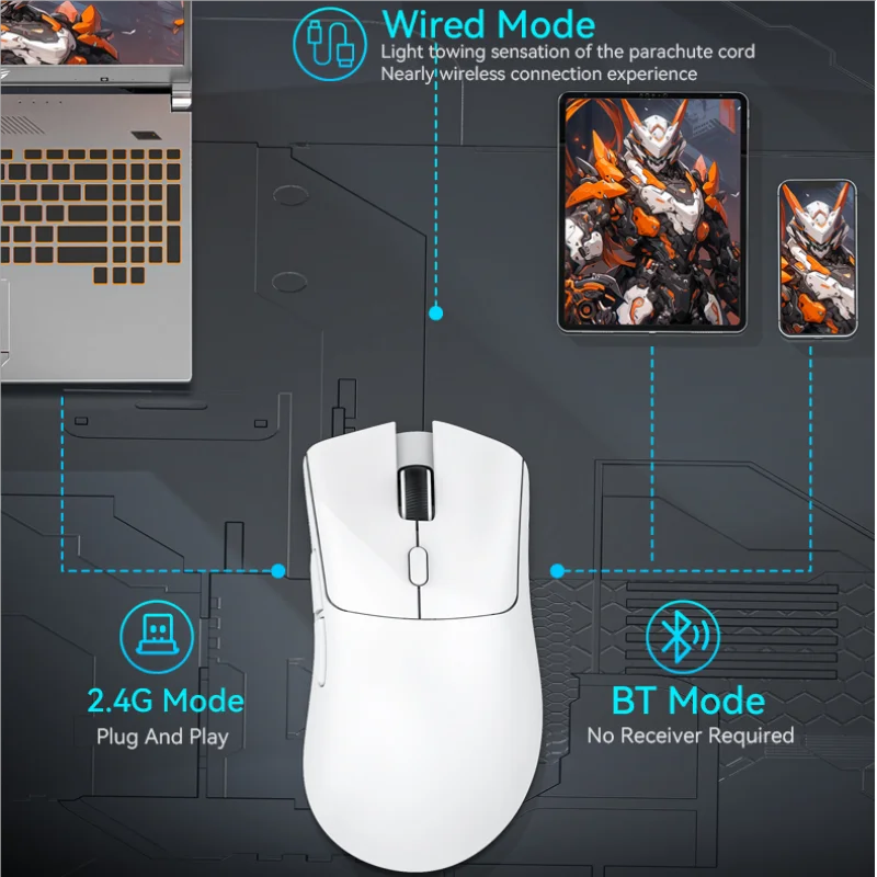 R1 Wireless Gaming Mouse, 18000dpi,1000Hz, Tri-mode Connection, PAW3311,Macro Mouse