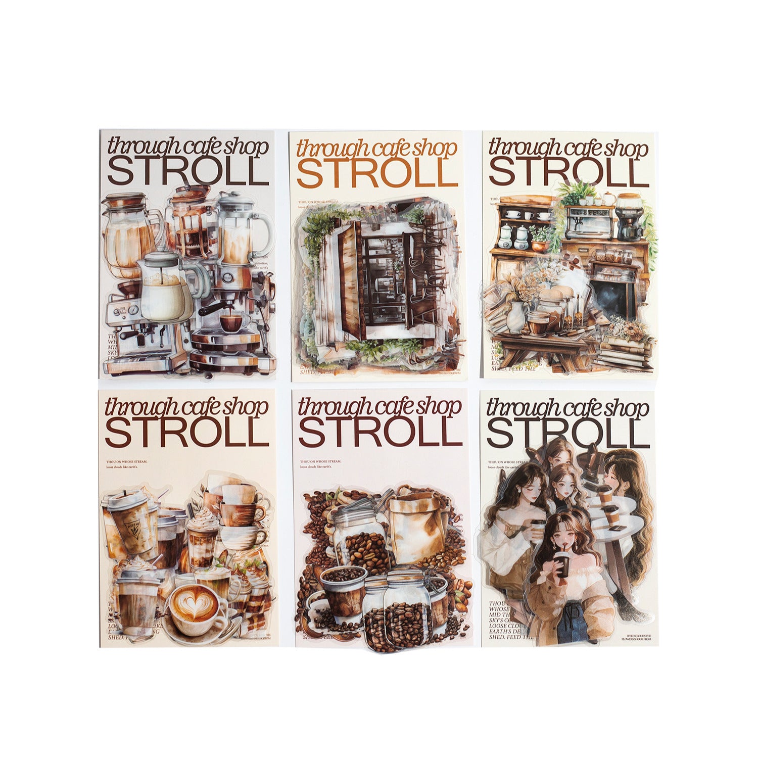Walking Coffee House Series Coffee Theme Hand Account DIY Material Decorative Sticker