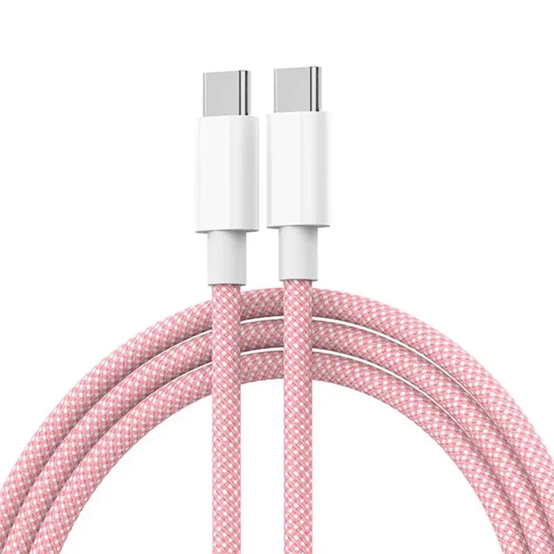 PD 60W Type C to Type C Color Cable For  iphone 15 15pro  Fast Charging For Xiaomi Samsung Huawei Type C Weaving Cable  1M 2M 3M