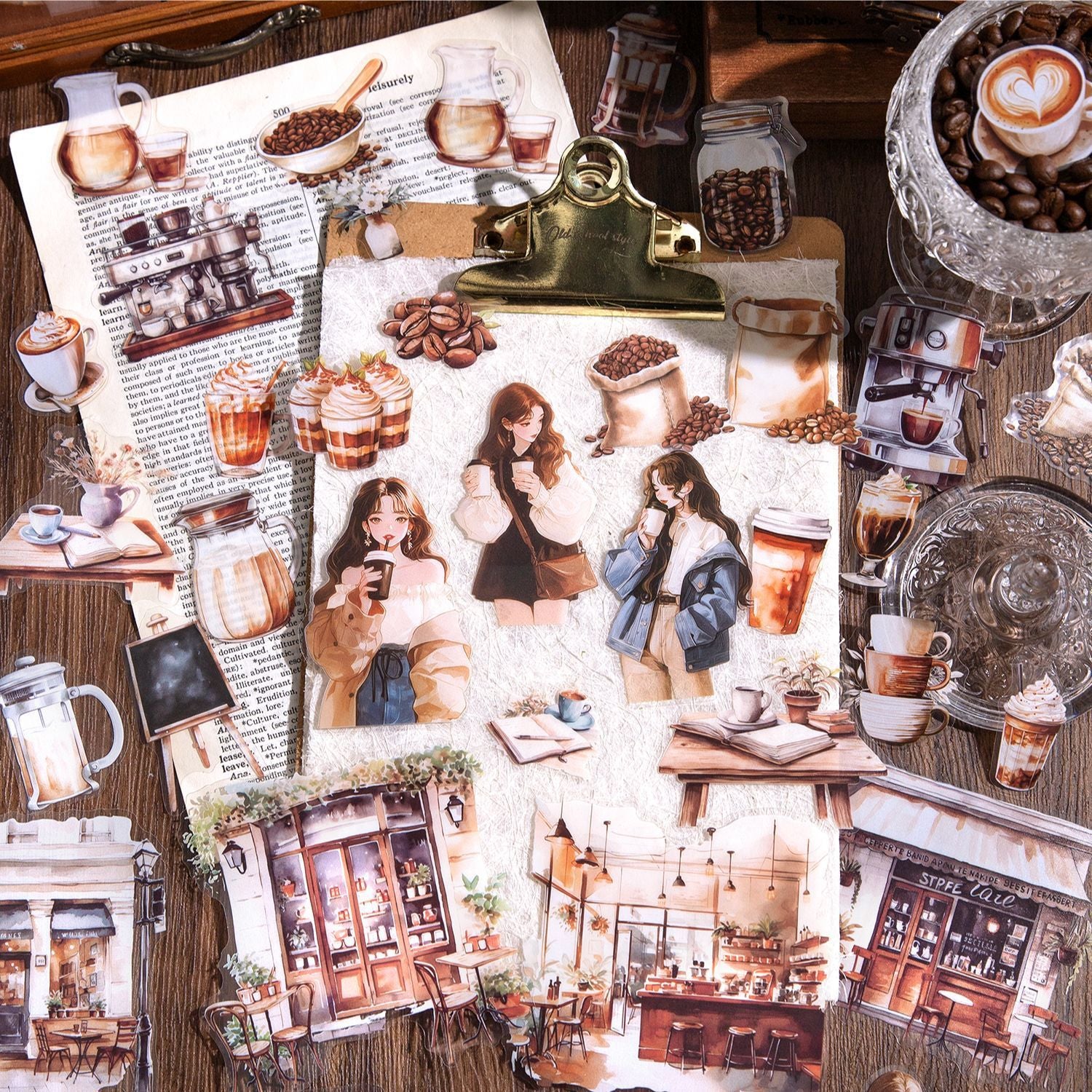 Walking Coffee House Series Coffee Theme Hand Account DIY Material Decorative Sticker