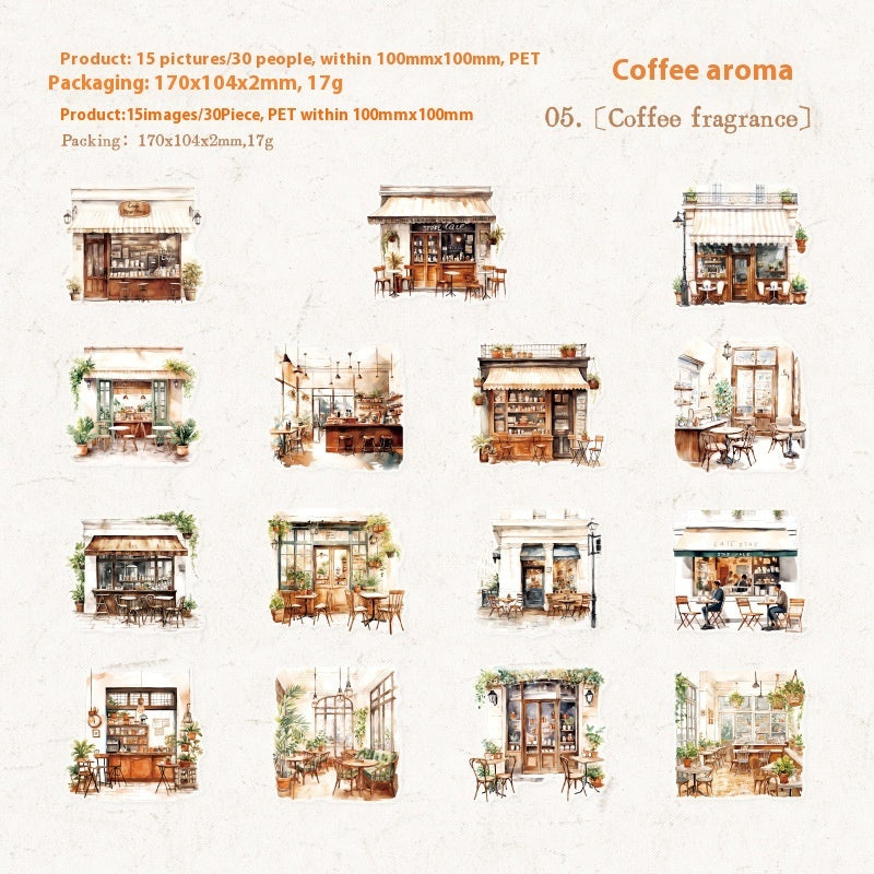Walking Coffee House Series Coffee Theme Hand Account DIY Material Decorative Sticker