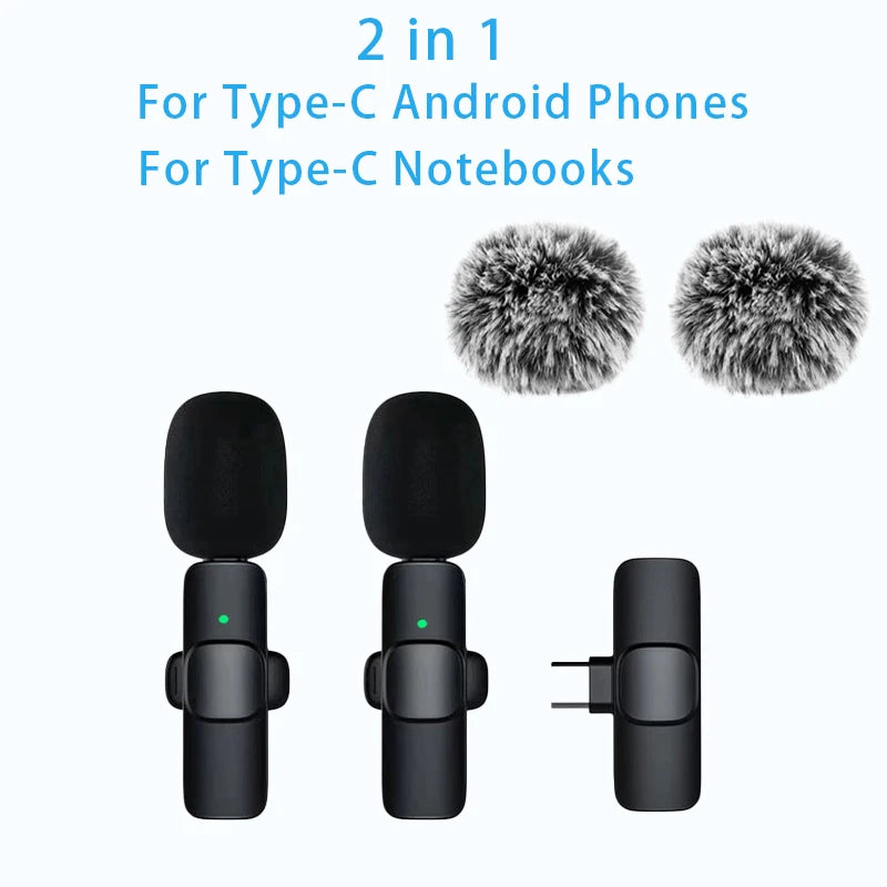 New Wireless Lavalier Microphone Portable Audio Video Recording Mini Microphone for iPhone Android PC Camera Live Gaming Phone
