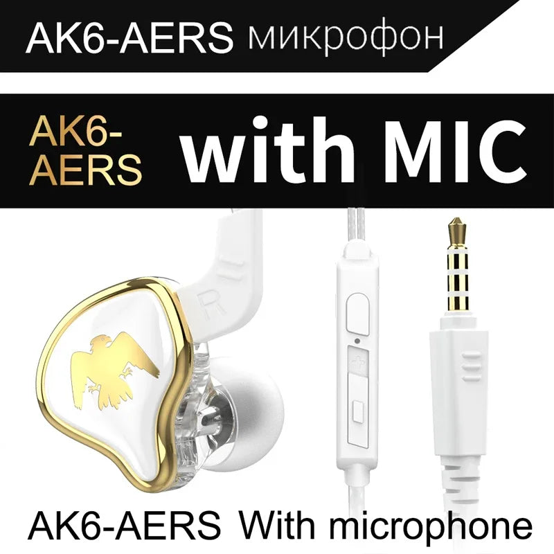 QKZ AK3 FiLe Wired Earphone with Microphone HiFi Music Monitor Bass Headphones Noise Cancelling Headset For Sport Gaming Earbuds