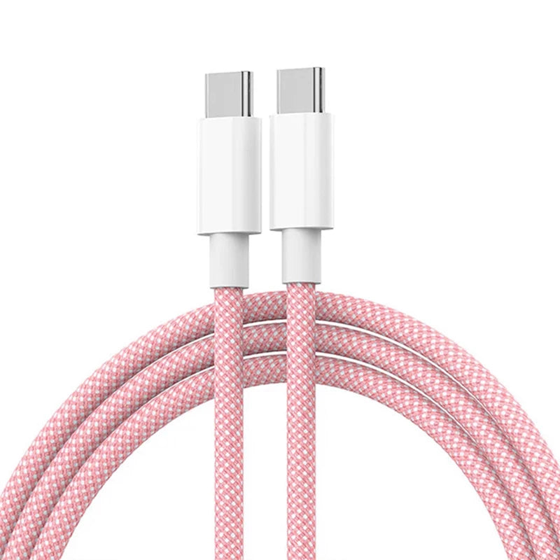 PD 60W Type C to Type C Color Cable For  iphone 15 15pro  Fast Charging For Xiaomi Samsung Huawei Type C Weaving Cable  1M 2M 3M