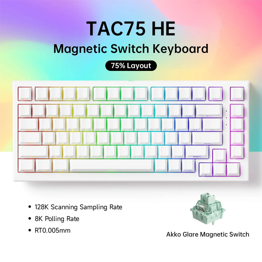 AKKO TAC75 HE Magnetic Switch Keyboard 75% Gaming Keyboards Rapid Trigger 0.005mm 8K RGB Wired Esports Custom Keyboard for Gamer