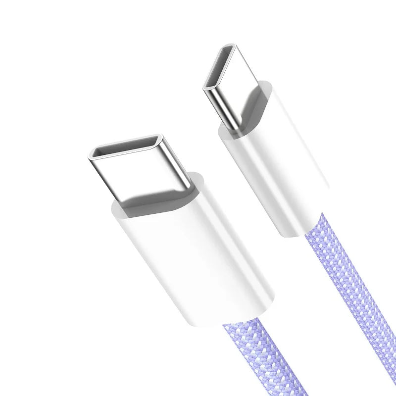 PD 60W Type C to Type C Color Cable For  iphone 15 15pro  Fast Charging For Xiaomi Samsung Huawei Type C Weaving Cable  1M 2M 3M