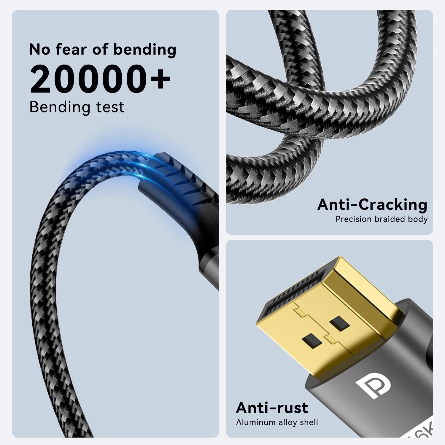 16K DP Cable 8K@120Hz/60Hz 4K@240Hz 80Gbps Displayport 2.1 HDR Video Audio Cable for Laptop Xbox Projector Gaming Monitor