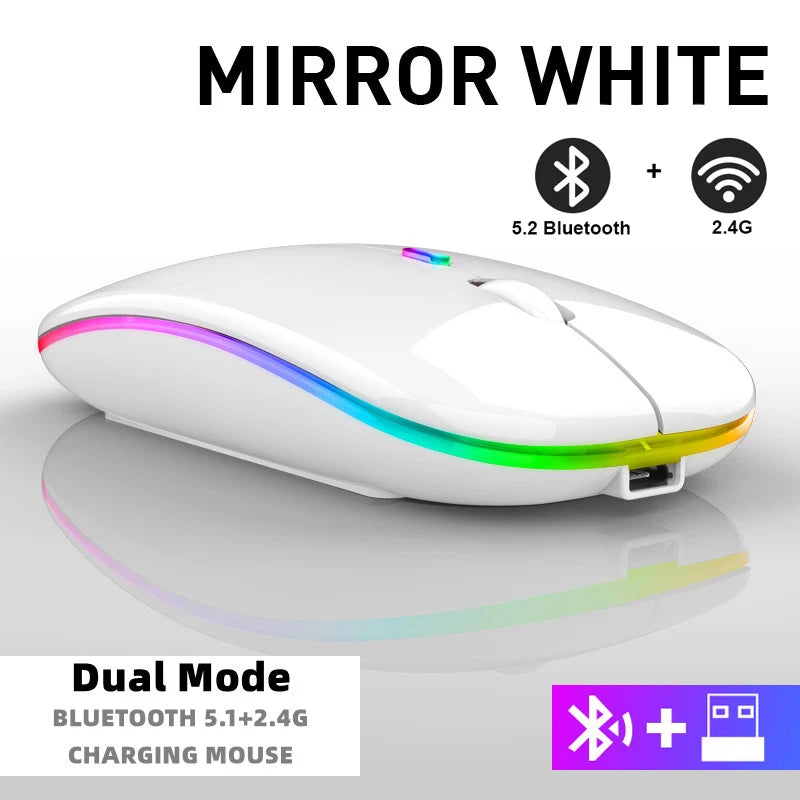 Wireless Mouse For Laptop PC Bluetooth RGB Rechargeable Mouses Wireless Computer Silent Mice LED Backlit Ergonomic Gaming Mouse