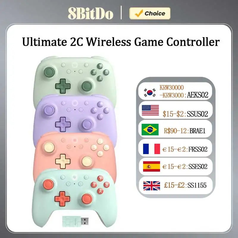 8BitDo Ultimate 2C Wireless Gaming Controller，Gamepad with Hall Effect for PC, Windows 10, 11, Steam Deck, Raspberry Pi, Android