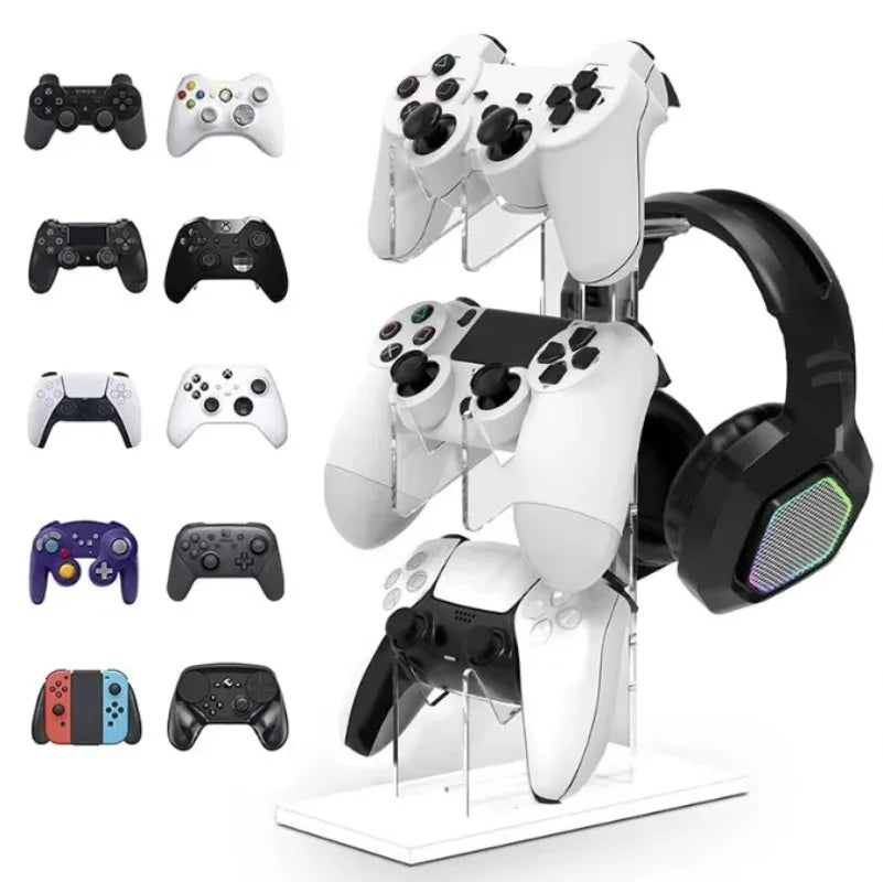 Acrylic 3-layer Console Stand Base Headset Holder Mount Desktop Storage for All Gamepad Headphone Airpods Max Gaming Accessories