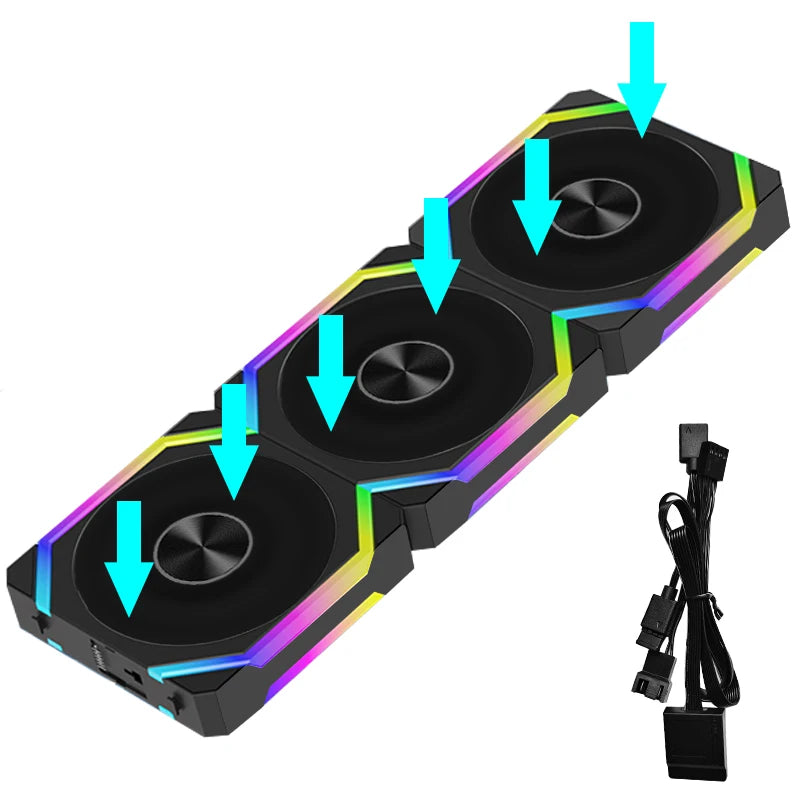 JUMPEAK CS120 ARGB Cooling Fan 360mm Modular Stackable Splicing PWM Silent 120mm RGB Fans Kit For Gaming PC Case Water Cooler