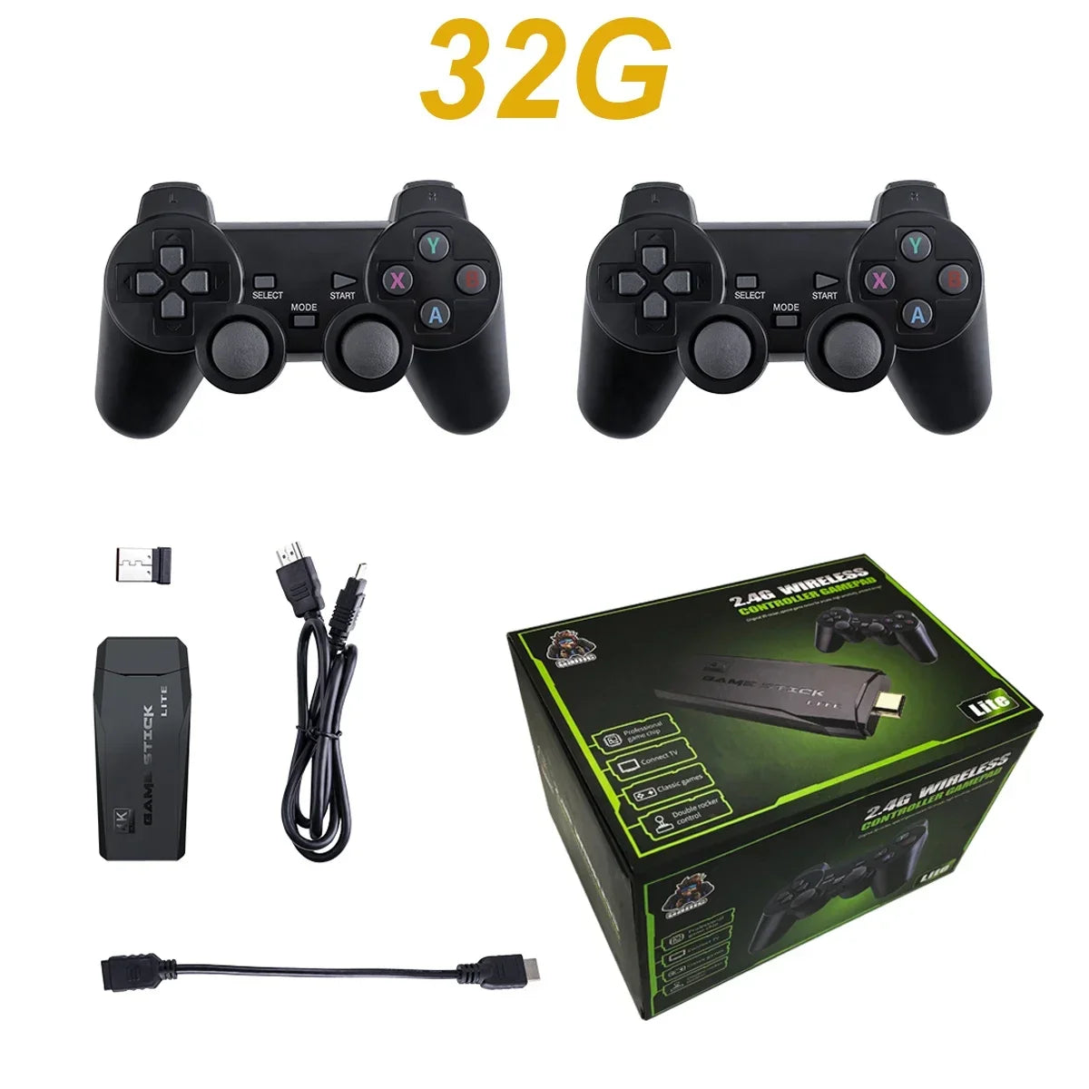 Portable Retro Gaming System 64GB Preloaded 20000+ Games 2.4G Wireless Controller HDMI TV Output for Car Travel Kids Gifts