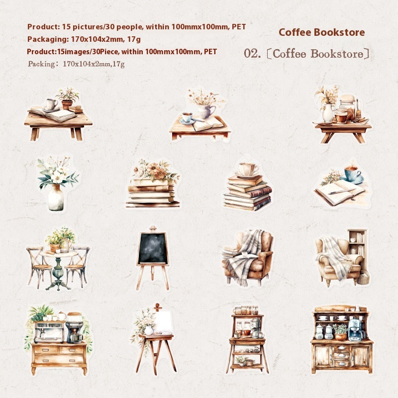 Walking Coffee House Series Coffee Theme Hand Account DIY Material Decorative Sticker