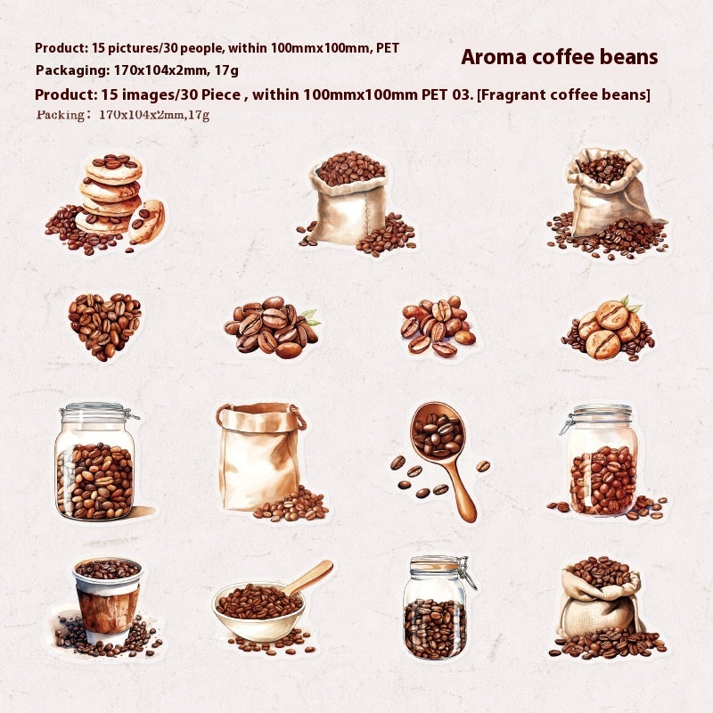 Walking Coffee House Series Coffee Theme Hand Account DIY Material Decorative Sticker