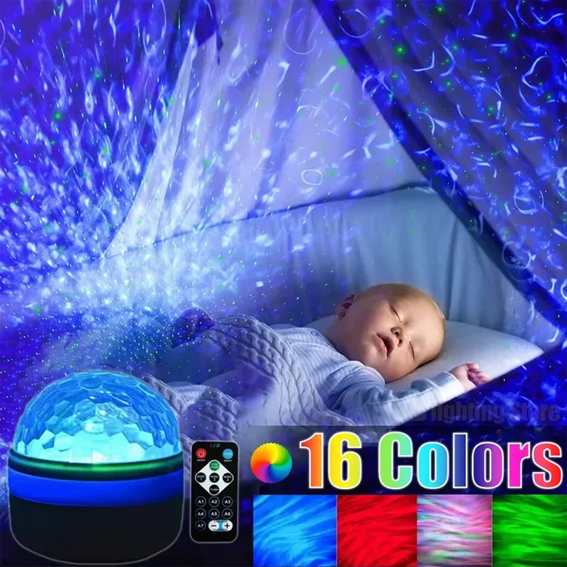 LED Starry Sky Projector Light USB Remote Control Rotating Aurora Galaxy Spotlight for Magic Ball Stage KTV Atmosphere Decor