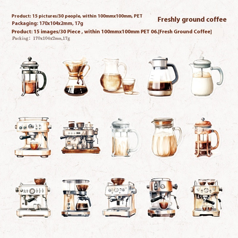Walking Coffee House Series Coffee Theme Hand Account DIY Material Decorative Sticker
