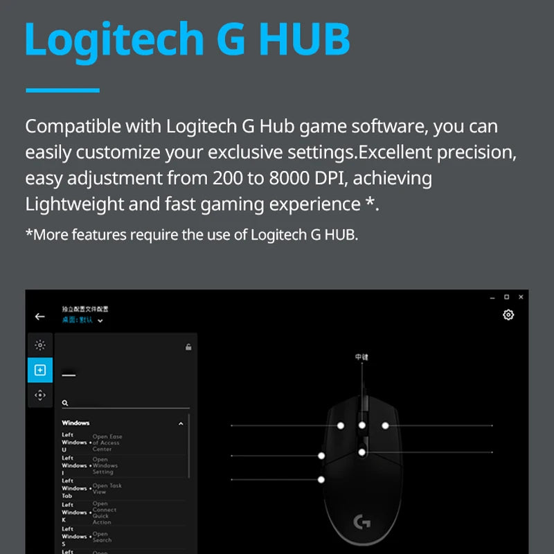 Logitech G102 Mouse Original Ergonomic Mouse Optical 8000DPI 16.8M Color LED Customizing 6 Buttons Wired Pc Gaming Accessories