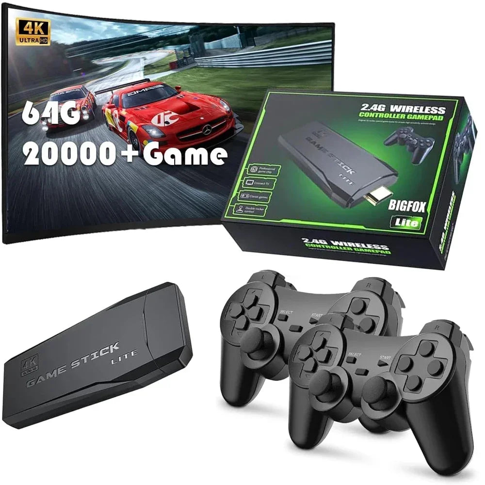 Portable Retro Gaming System 64GB Preloaded 20000+ Games 2.4G Wireless Controller HDMI TV Output for Car Travel Kids Gifts
