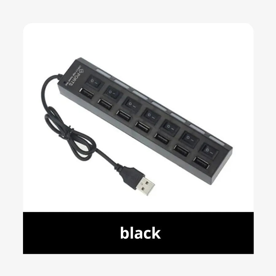 High Speed 4/7 Ports USB HUB 2.0 Adapter Expander Multi USB Splitter Multiple Extender with LED Lamp Switch for PC Laptop