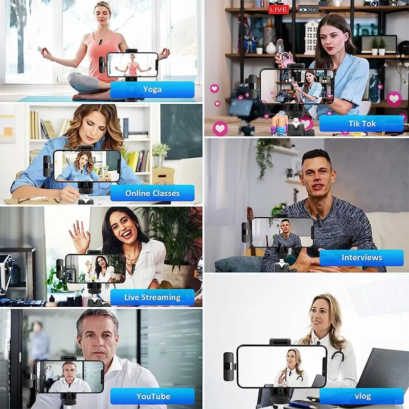 Lavalier Wireless Bluetooth Microphone Portable Audio Video Recording Mini Mic For iPhone Live Broadcast Gaming Phone Type-C