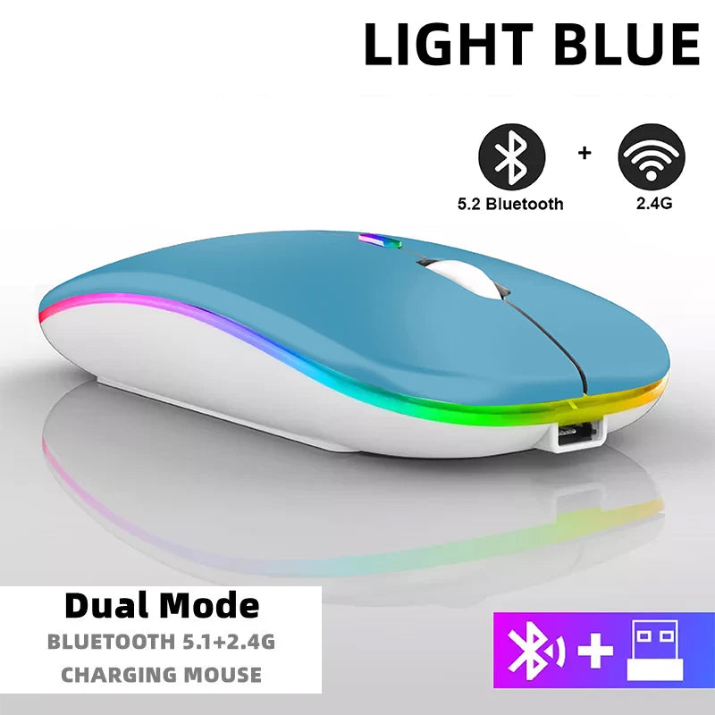 Wireless Mouse For Laptop PC Bluetooth RGB Rechargeable Mouses Wireless Computer Silent Mice LED Backlit Ergonomic Gaming Mouse