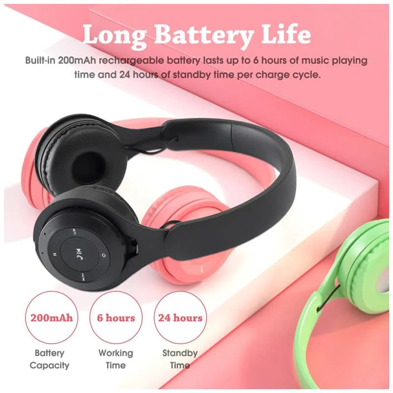 Y08 Macaron Wireless Bluetooth Headband Headphones with Mic Stereo Gaming Headset Gamer Girl Gift for Mobile Tablet