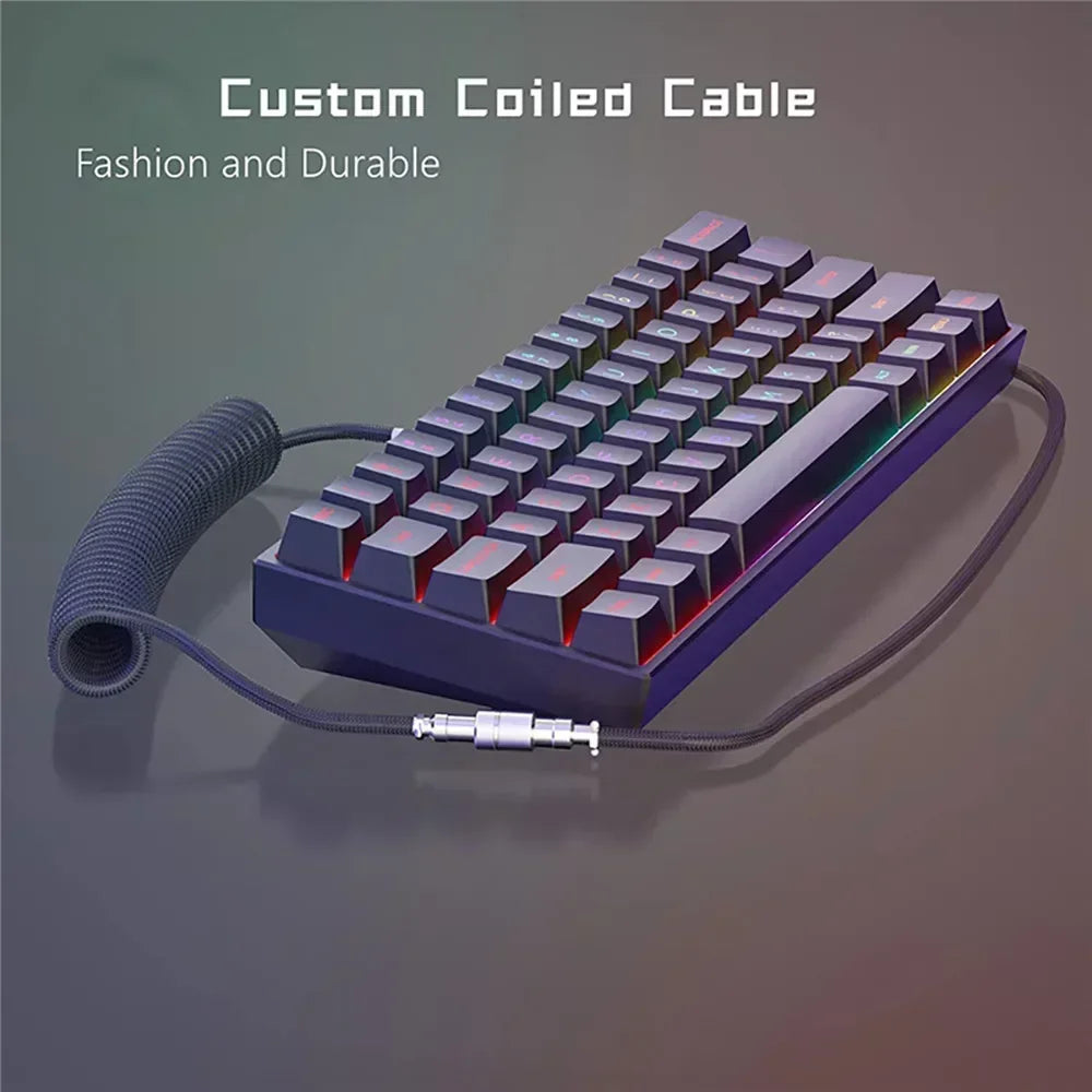 Mechanical Keyboard Coiled Cable, Type-C USB Port, Aviator Coiling Cable for Gaming and Desktop Computers
