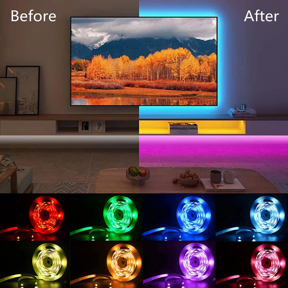 40M/131Ft Led Strip Lights APP 44Keys Music Sync Remote Control USB 5V RGB Flexible Tape for Room Decoration TV Backlight Diode