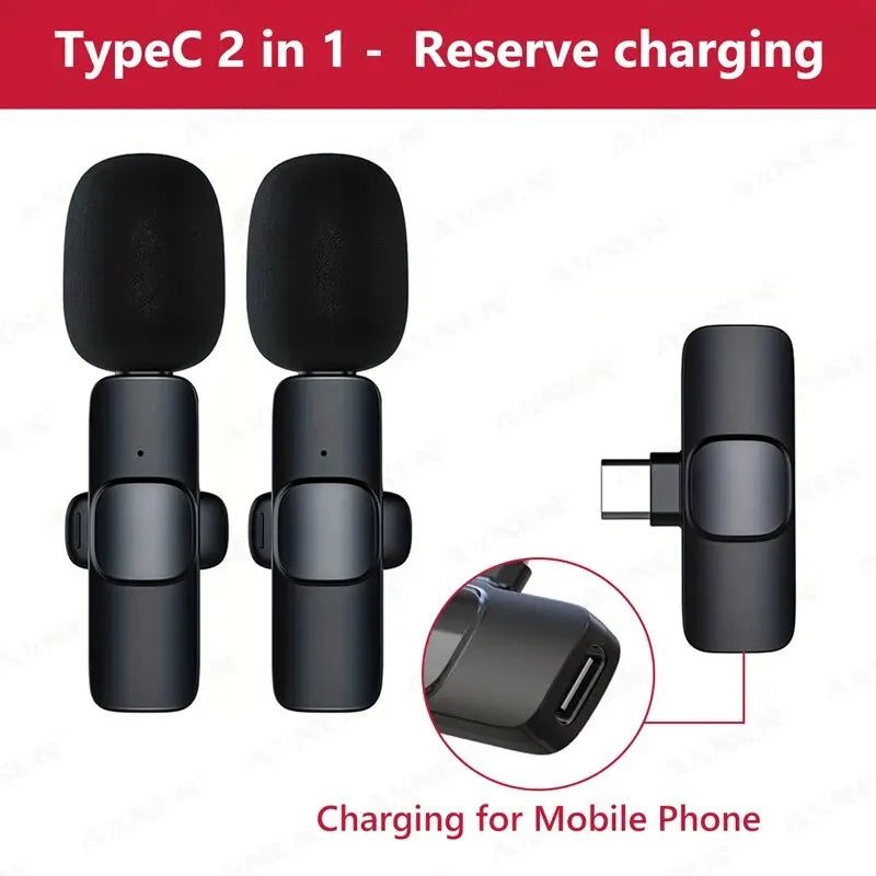 Type C Wireless Lavalier Microphone, Portable Audio Video Recording Mini Mic for Android Typec Live Broadcast Gaming Interview