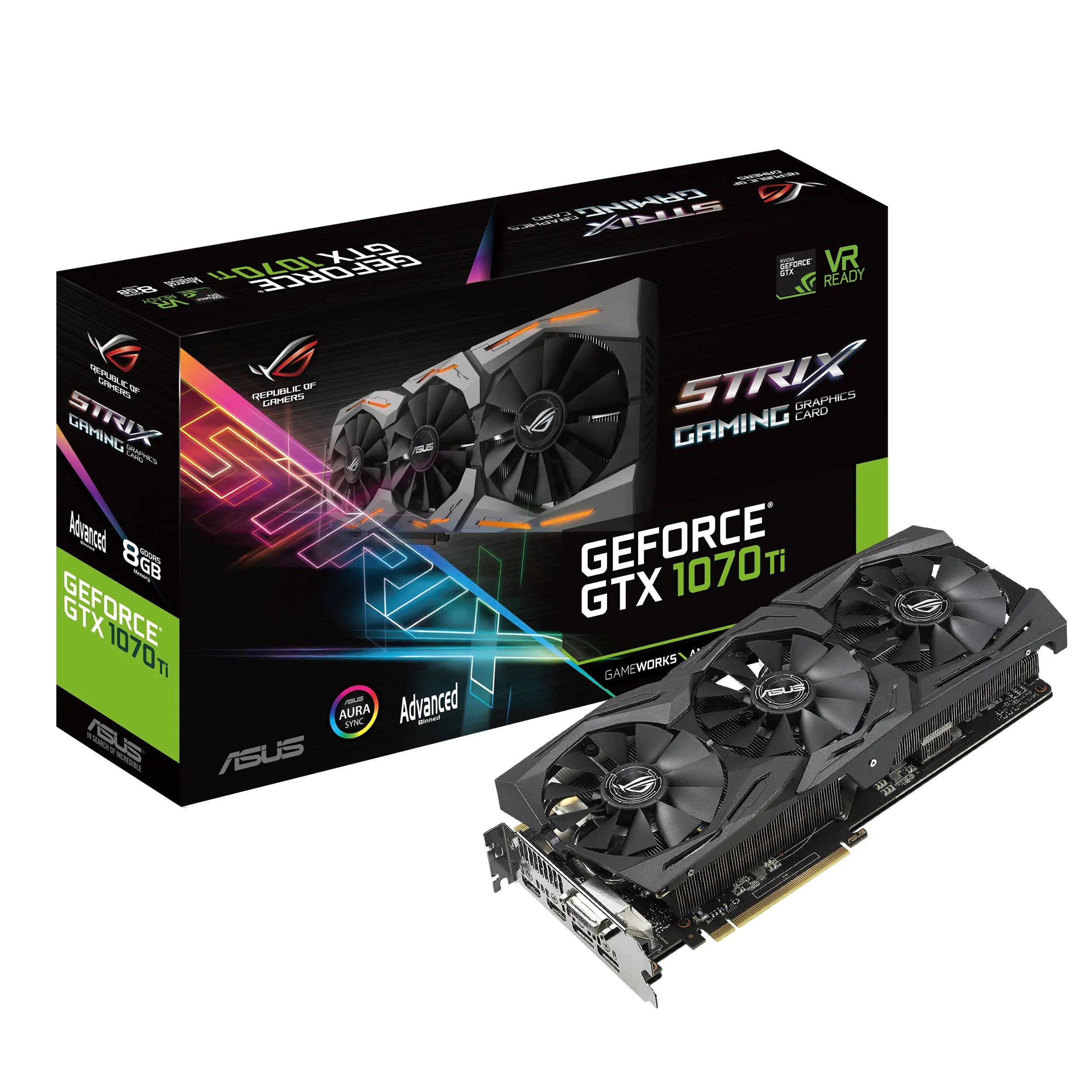 ASUS ROG Strix GeForce GTX 1070 Ti 8GB GDDR5 Advanced Edition VR Ready DP HDMI DVI Gaming Graphics Card (ROG-STRIX-GTX1070TI-A8G-GAMING) (Renewed)