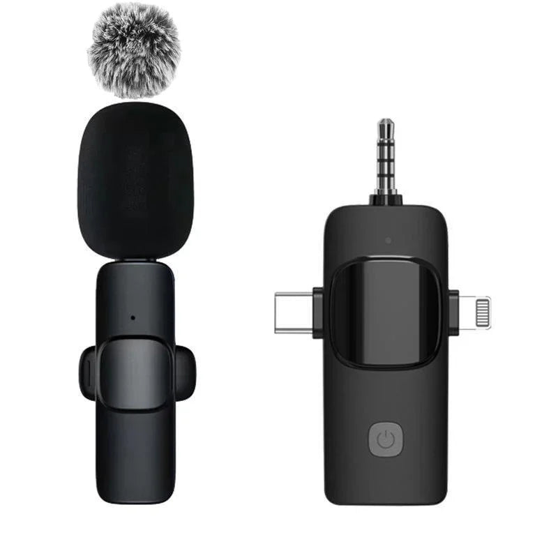 New Wireless Lavalier Microphone Portable Audio Video Recording Mini Microphone for iPhone Android PC Camera Live Gaming Phone