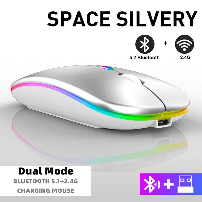 Wireless Mouse For Laptop PC Bluetooth RGB Rechargeable Mouses Wireless Computer Silent Mice LED Backlit Ergonomic Gaming Mouse