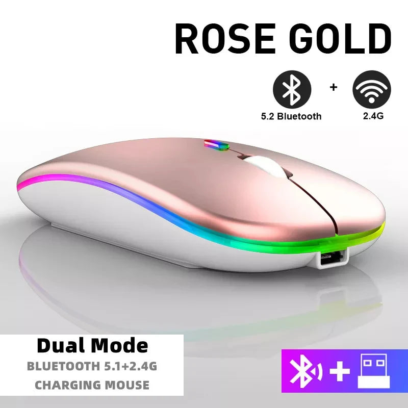 Wireless Mouse For Laptop PC Bluetooth RGB Rechargeable Mouses Wireless Computer Silent Mice LED Backlit Ergonomic Gaming Mouse