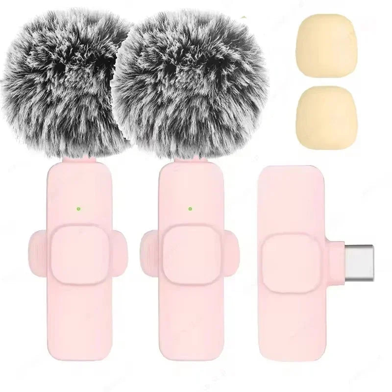 Portable Lavalier Wireless Microphone Audio Video Recording Mini Mic For iPhone Android Live Broadcast Gaming Phone With Receive