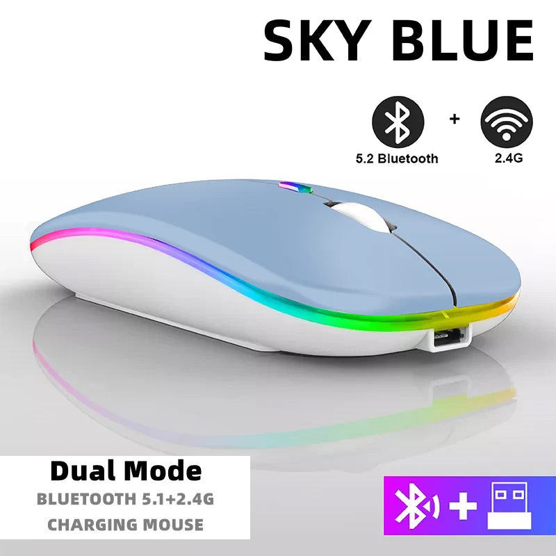 Wireless Mouse For Laptop PC Bluetooth RGB Rechargeable Mouses Wireless Computer Silent Mice LED Backlit Ergonomic Gaming Mouse