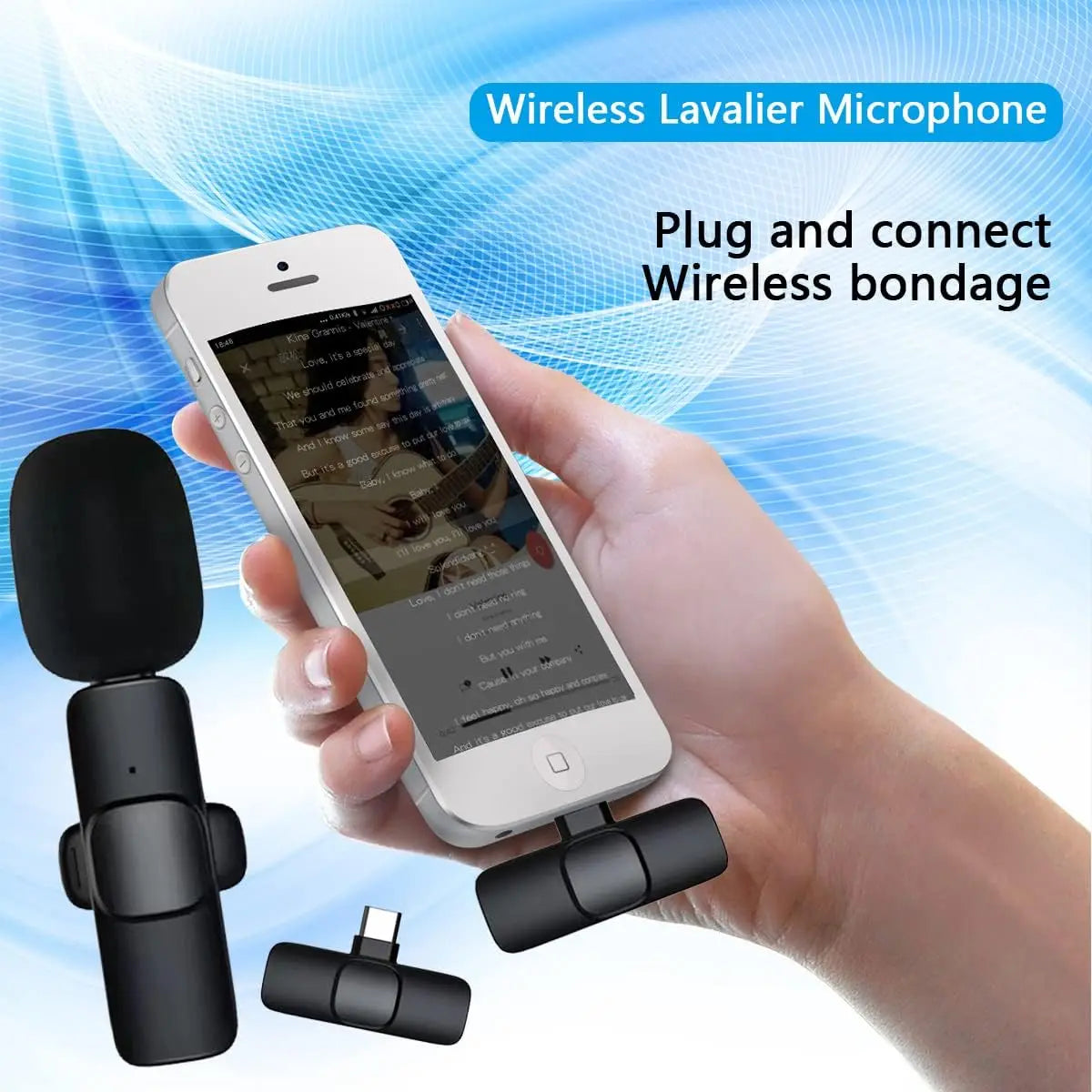 Lavalier Wireless Bluetooth Microphone Portable Audio Video Recording Mini Mic For iPhone Live Broadcast Gaming Phone Type-C