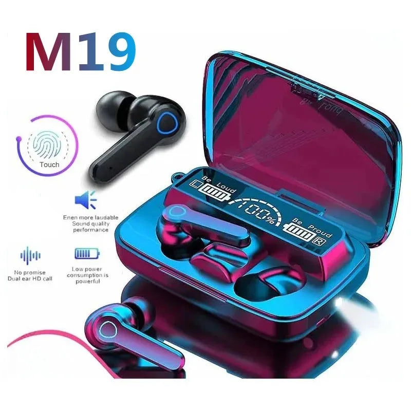 M19 Bluetooth Headset Wireless Tws Gaming Support Noise-cancelling Touch In-ear Mini Emergency Power Bank Headset