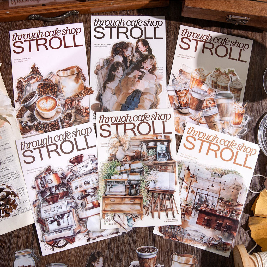 Walking Coffee House Series Coffee Theme Hand Account DIY Material Decorative Sticker