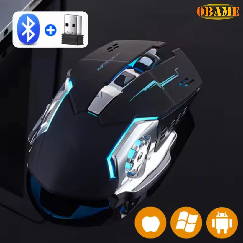 Rechargeable Wireless Mouse Gaming Computer Silent Bluetooth Mouse USB Mechanical E-Sports Backlight PC Gamer Mouse For Computer